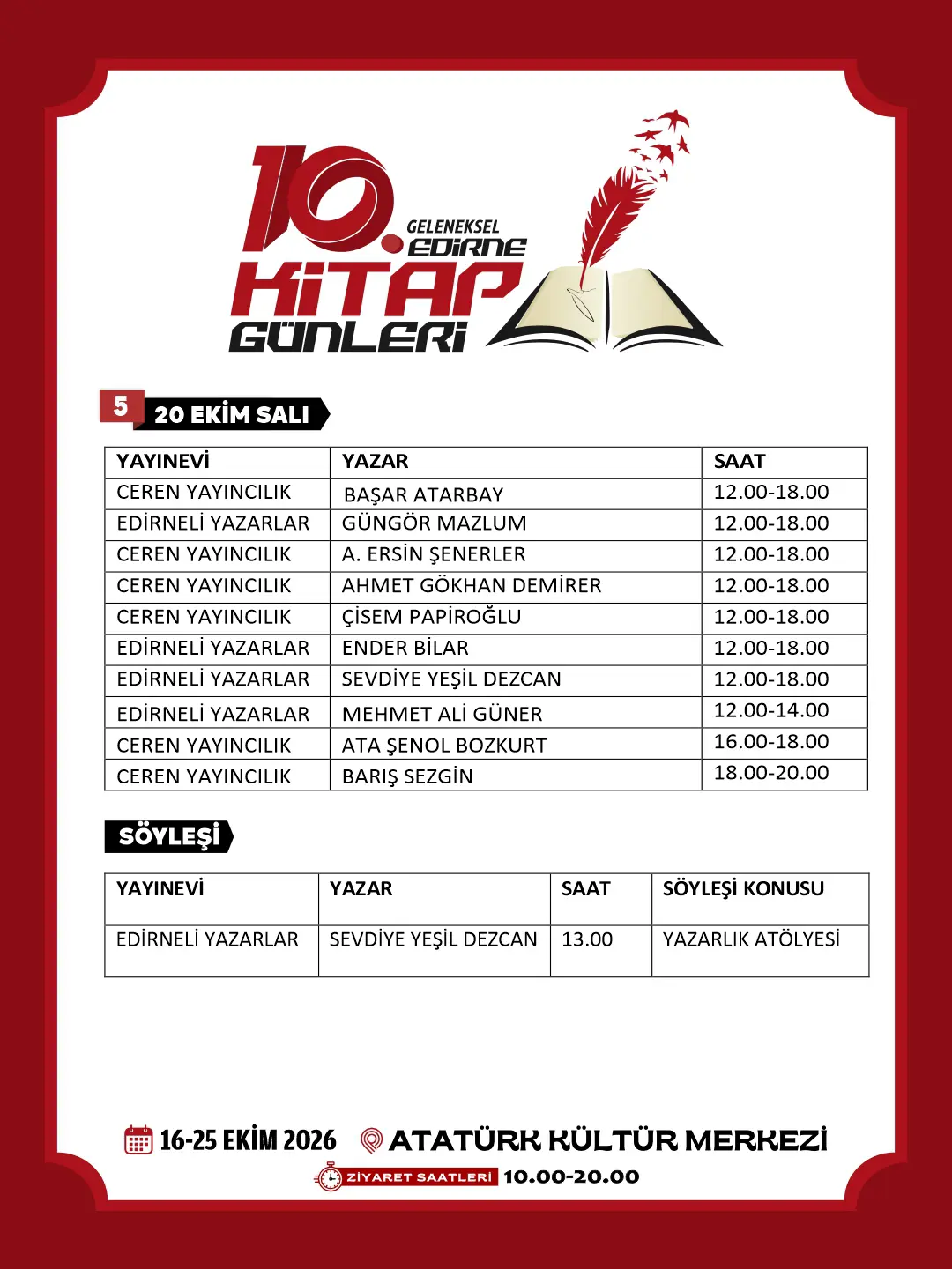 10. GELENEKSEL EDİRNE KİTAP GÜNLERİ’NİN PROGRAMI AÇIKLANDI galeri görseli